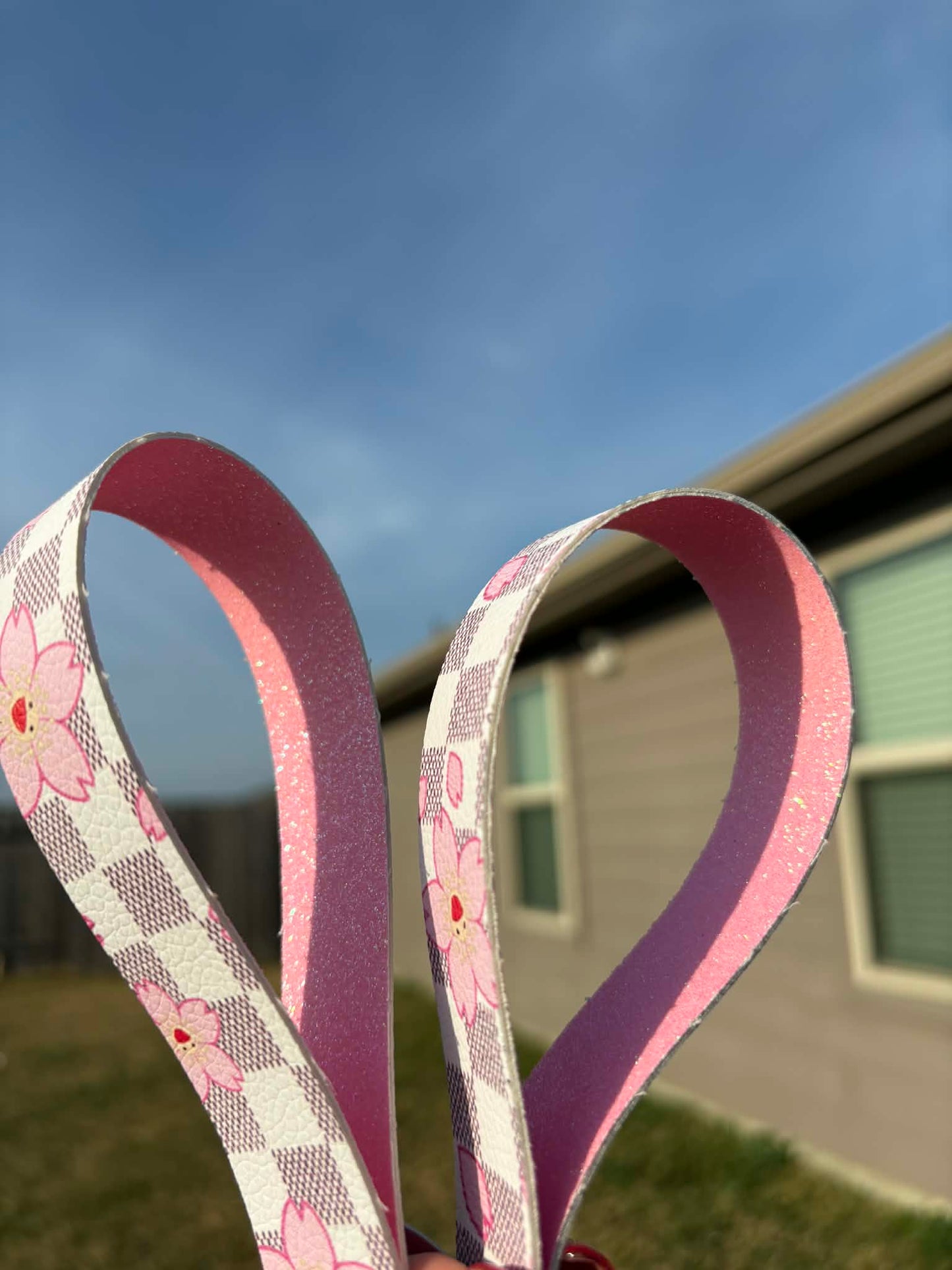 Pink Floral Checker Wristlet